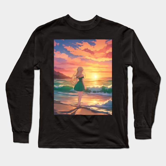 Adventure Sea Sunset Long Sleeve T-Shirt by animegirlnft